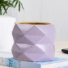 กระถางเซรามิก ทรงเลขาคณิต สีม่วง